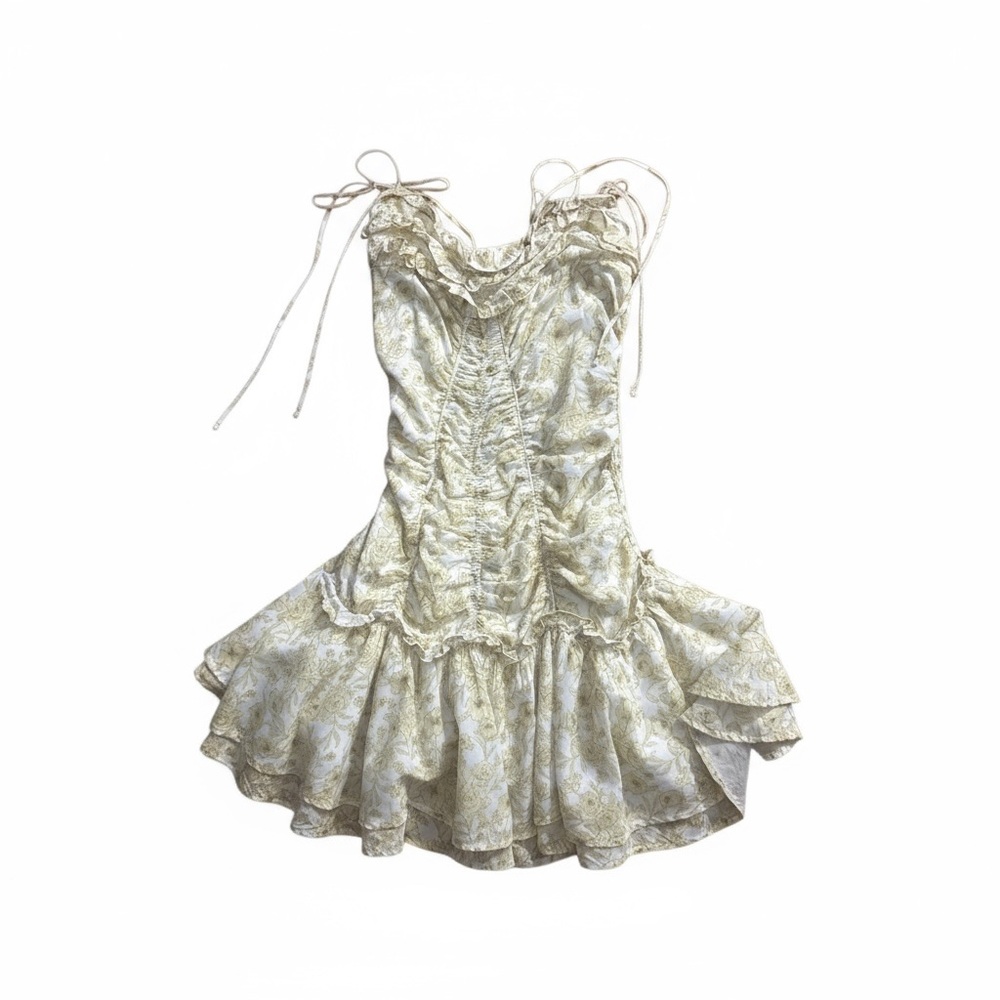 Blush Cream and Gold Ruffled Dress